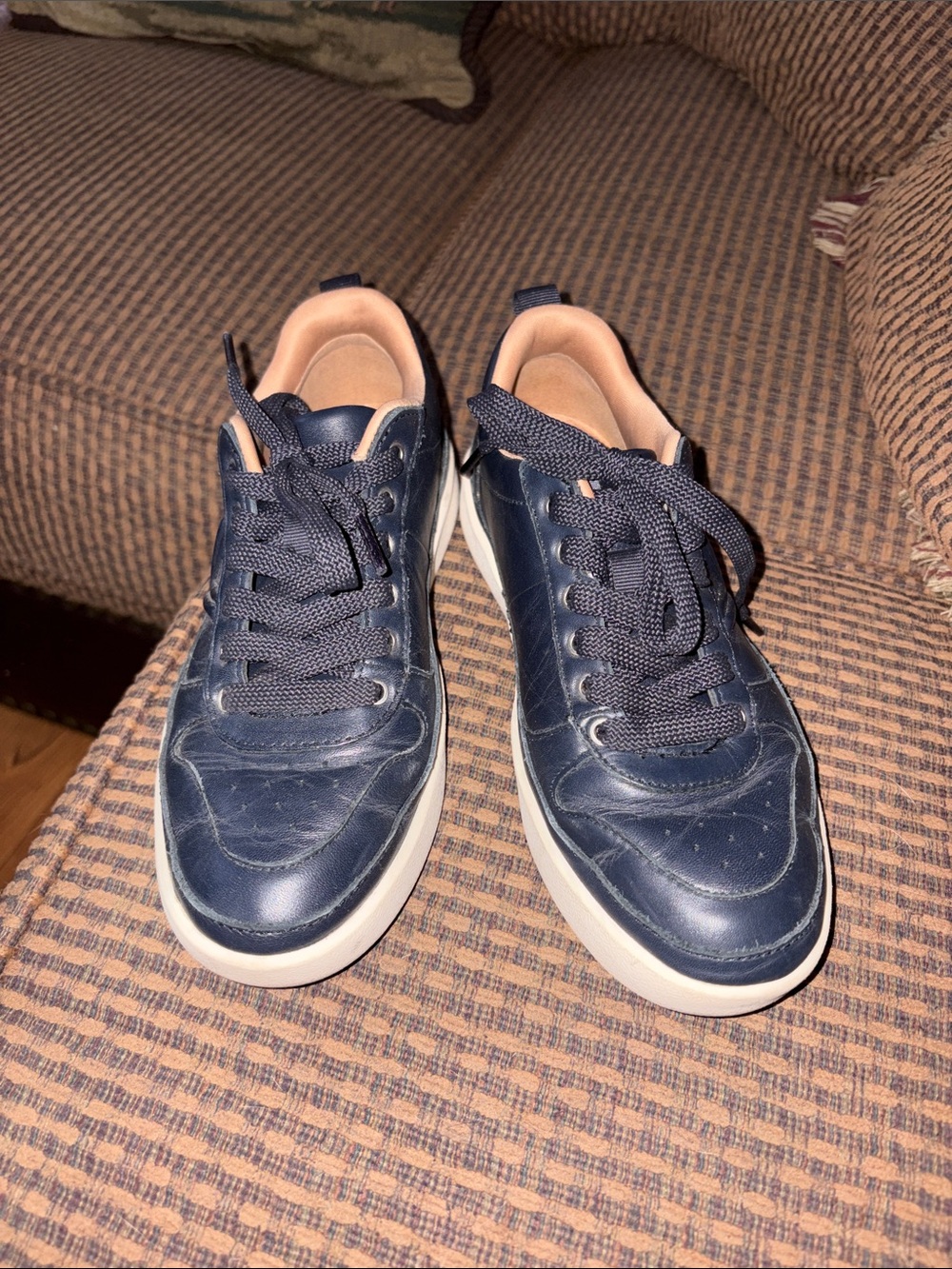 Women’s  vionic Navy Leather Low-Top Sneakers